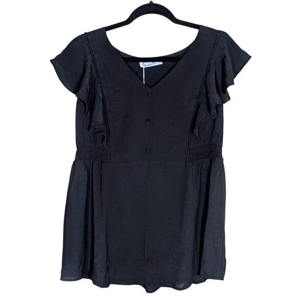 Maacie Tops - Maacie Womens Maternity V Neck Short Ruffle Sheer Sleeve Blouse XL